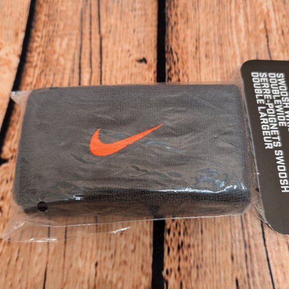 Nike Black Double wide Wristbands with Red Swoosh NWT - Picture 2 of 6